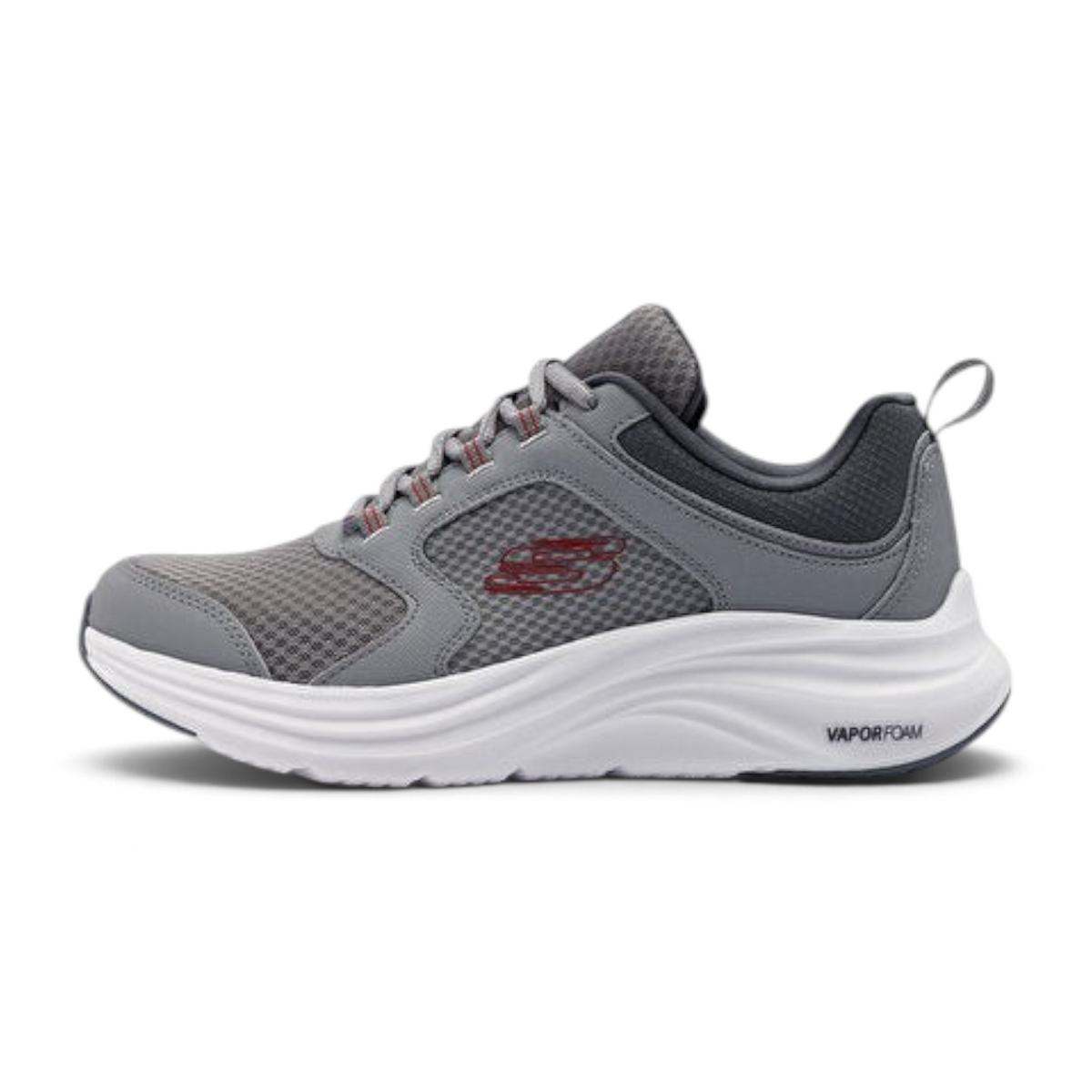 FRG Skechers Vapor Foam Newmatic grey mesh running shoes with white cushioned midsole and red logo detail