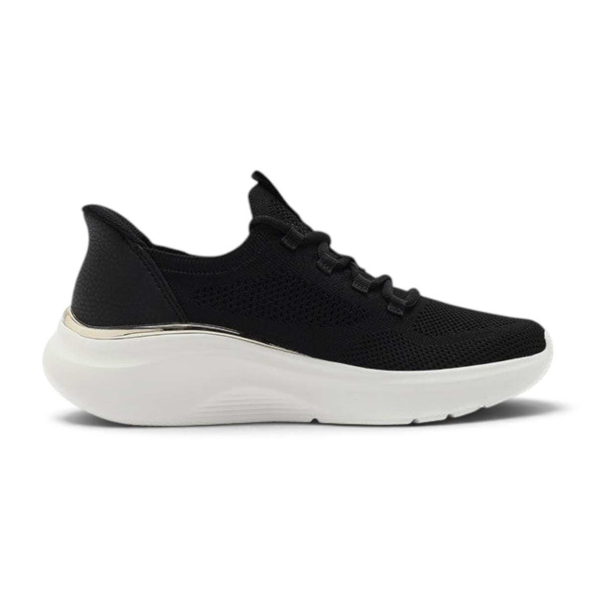FRG Skechers BOBS B Love True Delight black slip-on sneaker with engineered knit upper and white cushioned sole