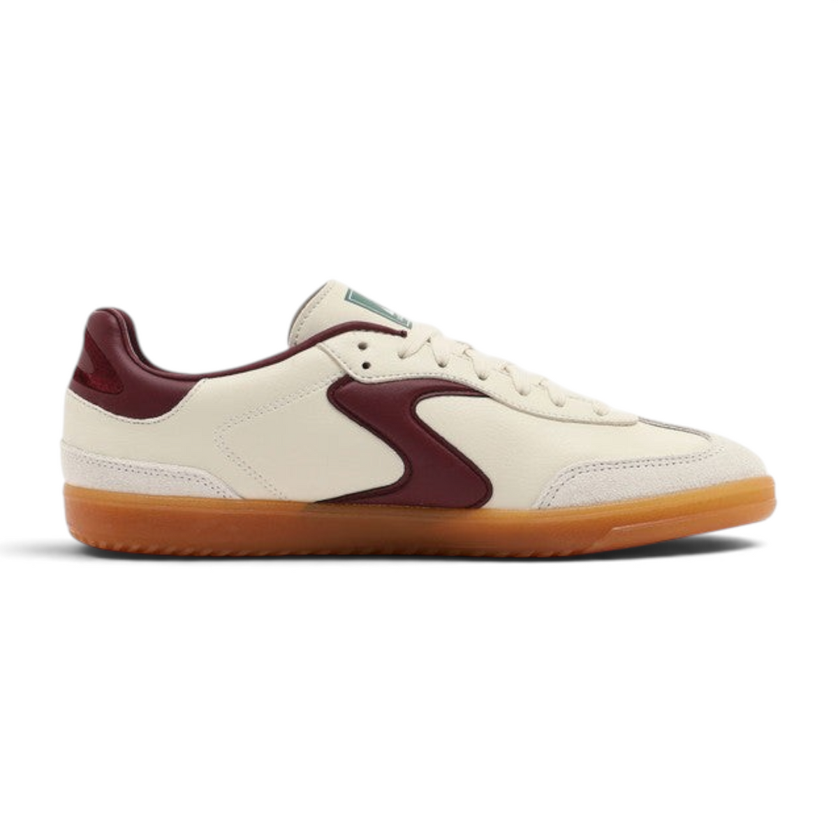 FRG Skechers Hotshot lace-up court sneakers in natural cream and burgundy with a gum rubber sole