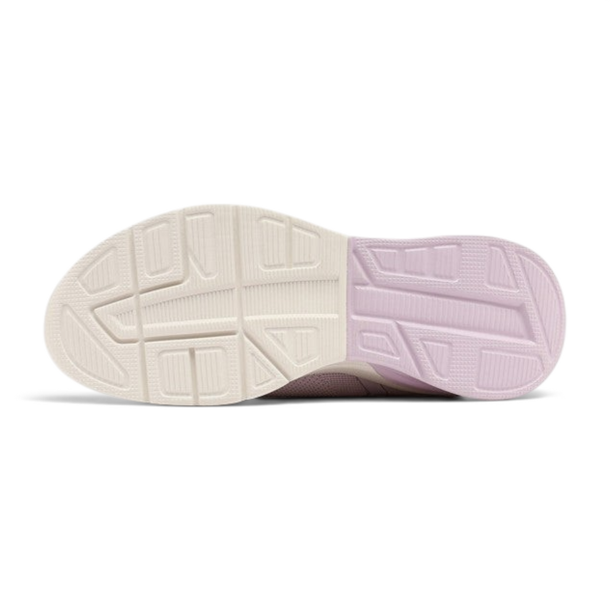 FRG Skechers BOBS ARC WAVES 2.0 slip-on sneaker showing the light lilac and cream shock-absorbing rubber outsole