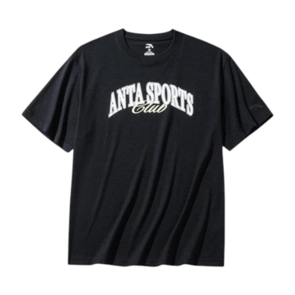 FRG ANTA black short sleeve t-shirt with white arched ANTA SPORTS Club graphic print on chest