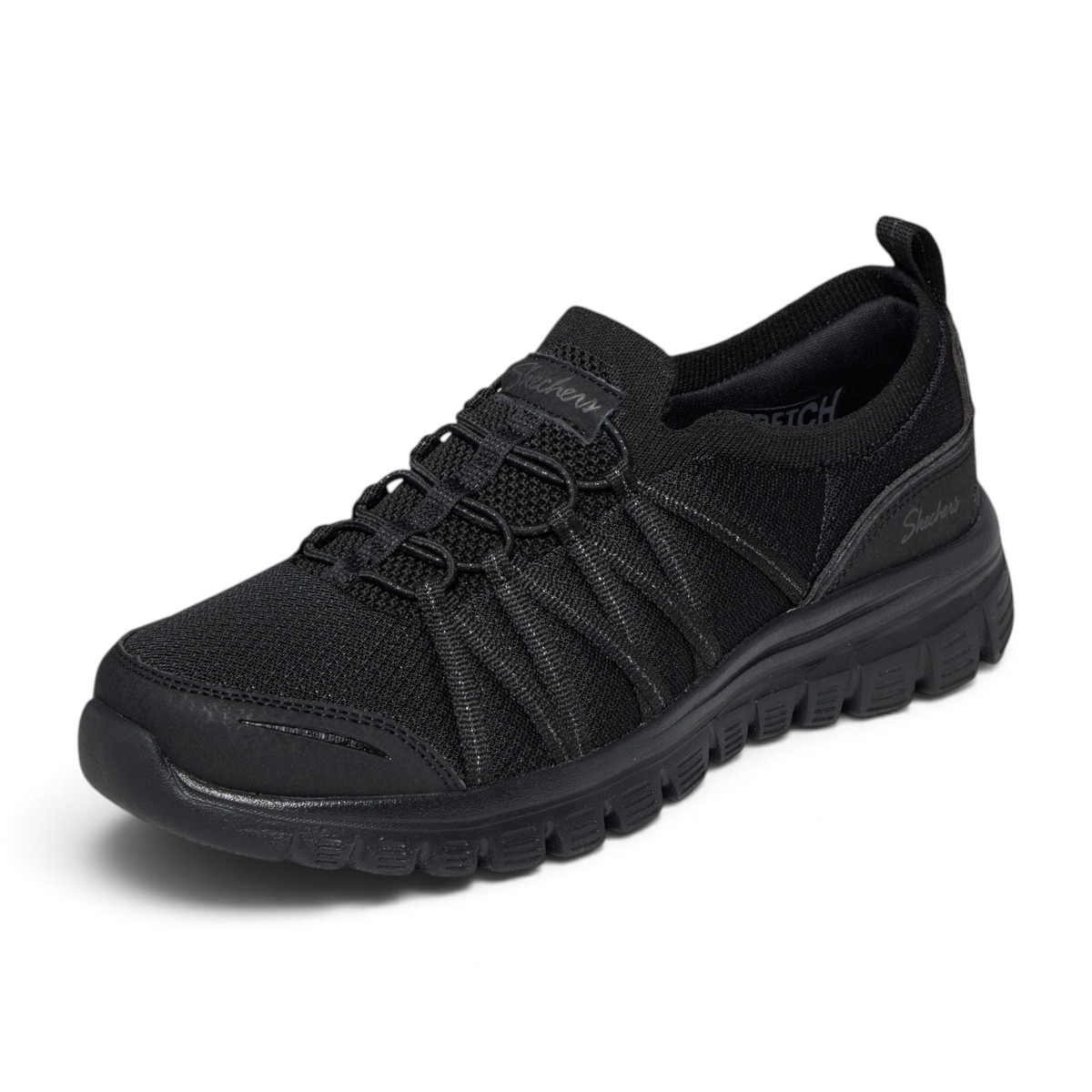 FRG Skechers Street Tres-Air Uno Vision-Airy slip-in sneakers in black with breathable mesh and bungee laces