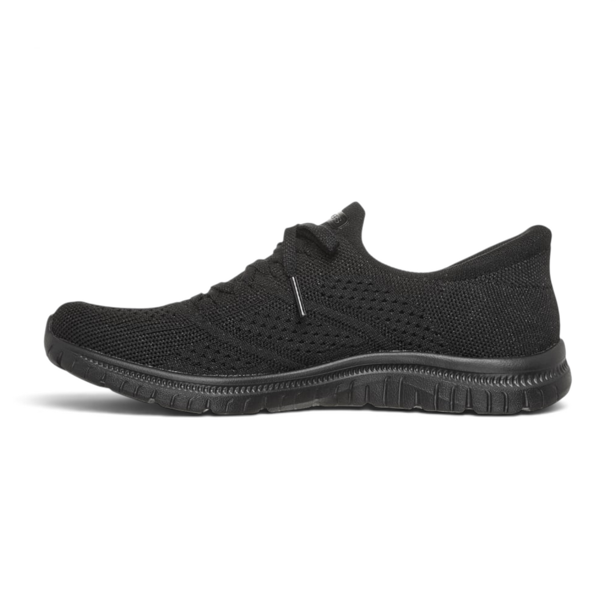 FRG Skechers Virtue Flawless black vegan sneaker with engineered knit upper and cushioned memory foam insole
