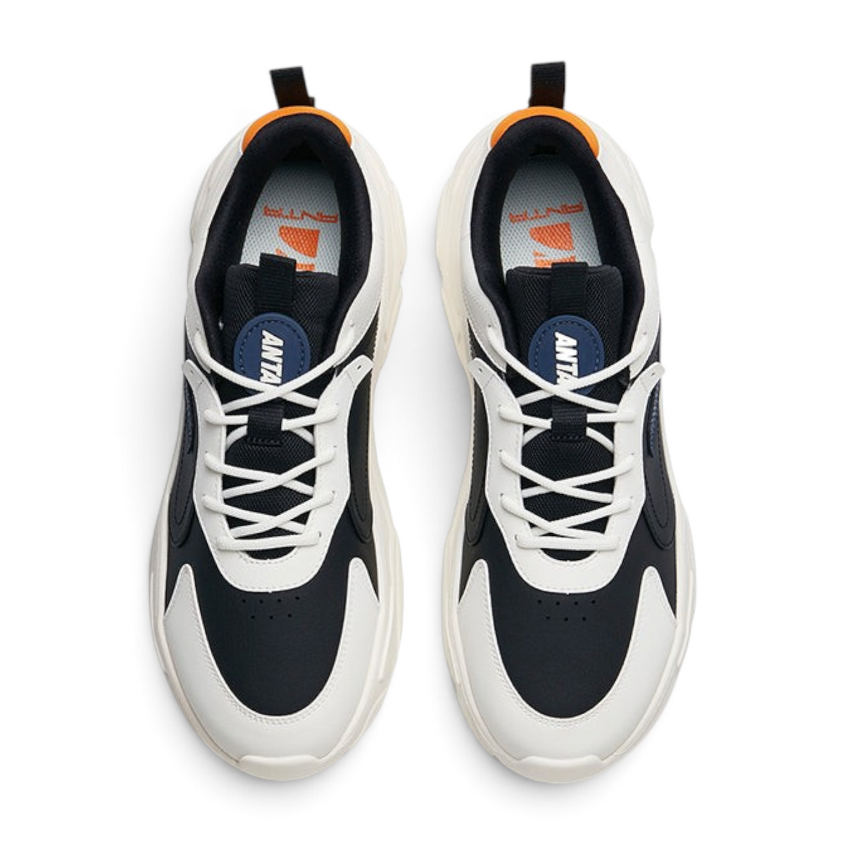 FRG ANTA Little Millennium 2 black and white casual sneakers with mesh and synthetic leather upper, top-down view