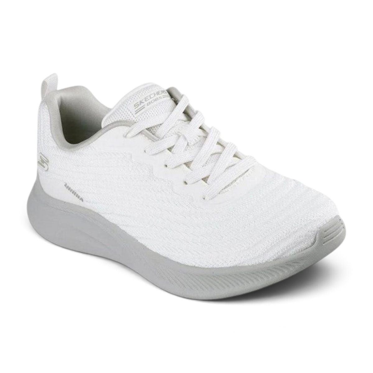 FRG Skechers BOBS Moda Flex Mellow Dawn white breathable lifestyle sneakers with a lightweight grey cushioned sole