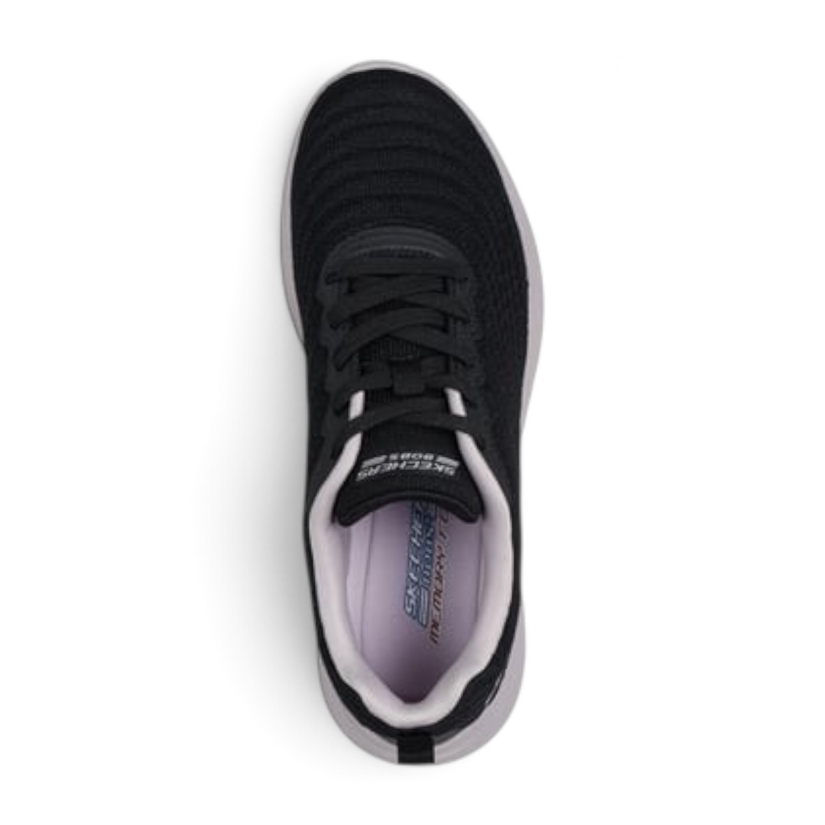 FRG BOBS MODA FLEX black mesh sneaker with lace-up closure and cushioned memory foam insole, top view