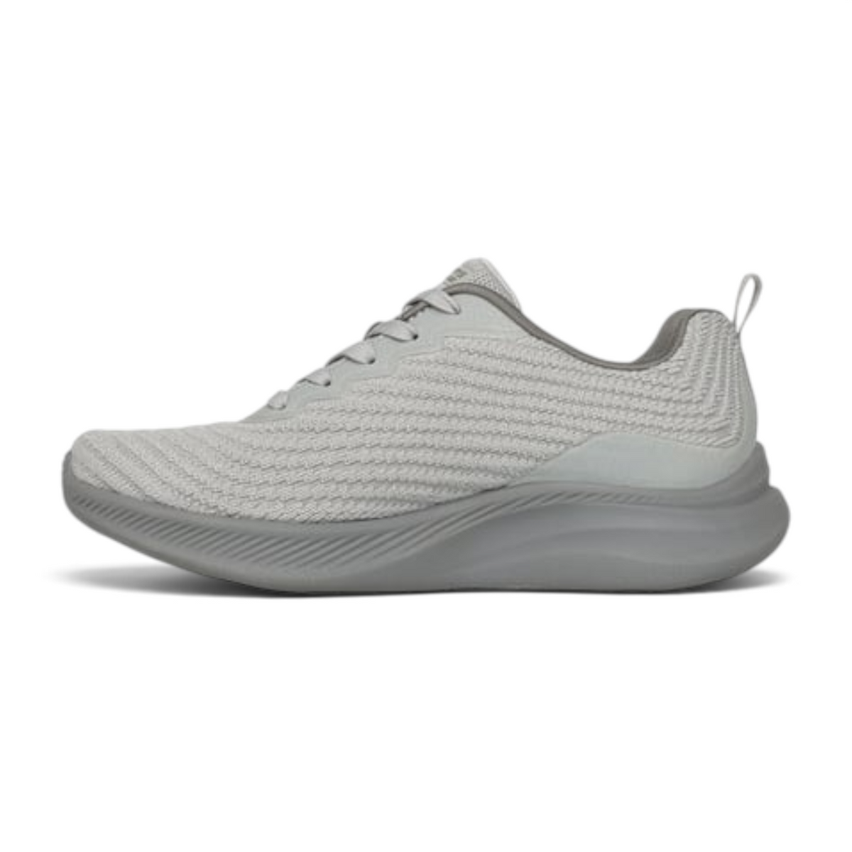 FRG BOBS MODA FLEX light grey knit sneaker with a cushioned midsole and lace-up closure for casual comfort.