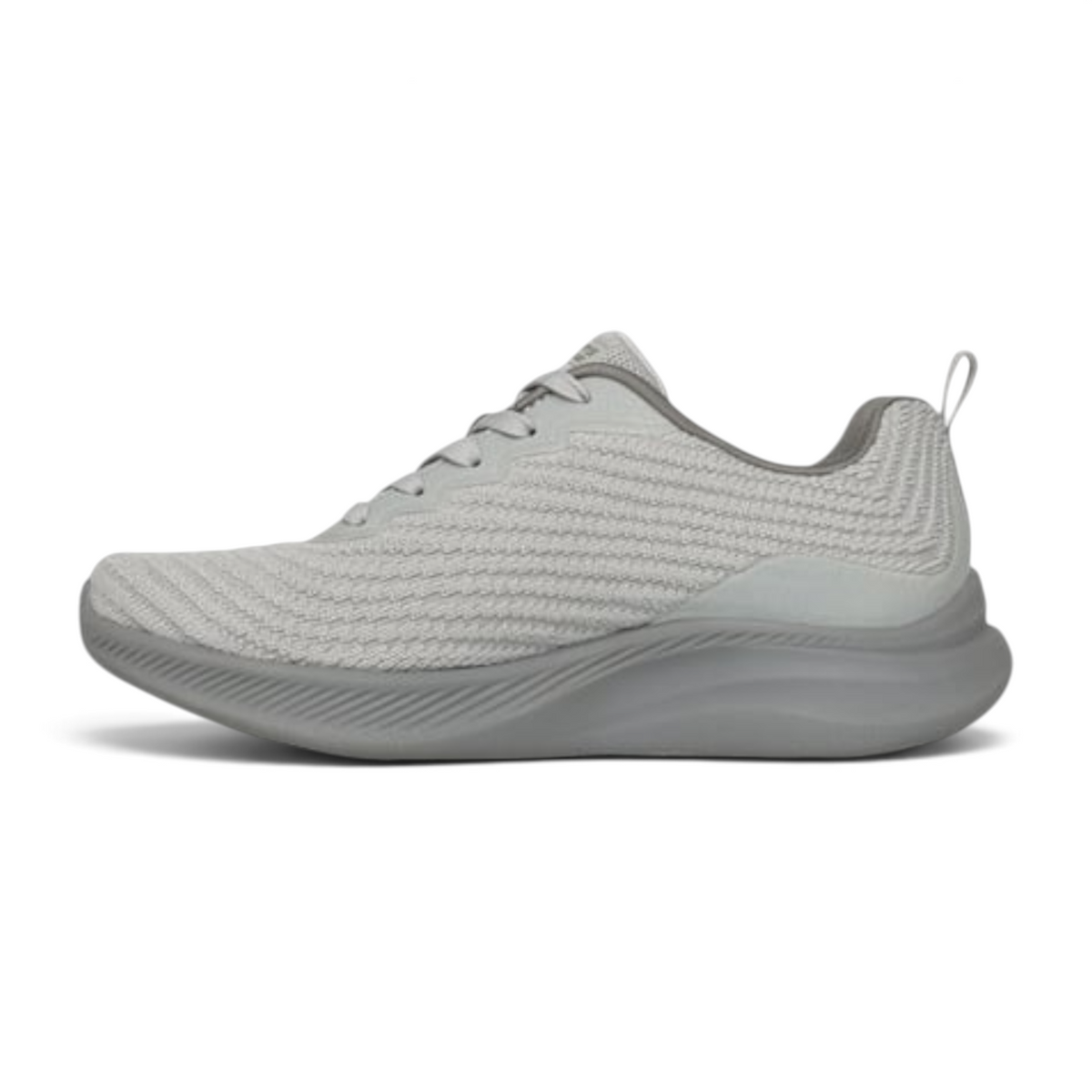 FRG BOBS MODA FLEX light grey knit sneaker with a cushioned midsole and lace-up closure for casual comfort.