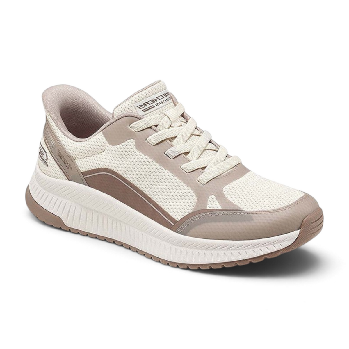 FRG Skechers BOBS Squad 4 lace-up sneaker in natural mint featuring a breathable mesh upper and memory foam insole.