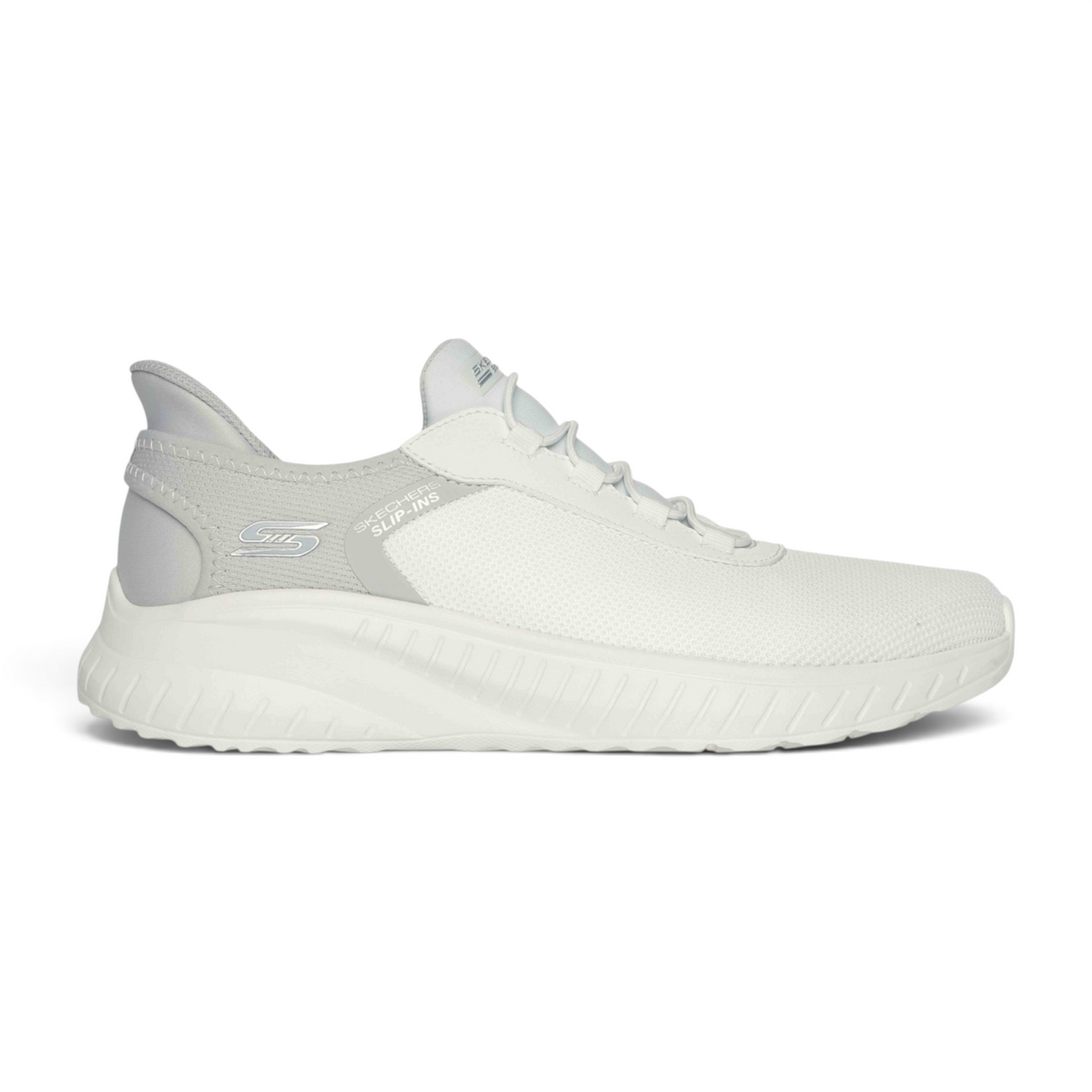 FRG BOBS SQUAD CHAOS white slip-on sneaker with breathable mesh upper and cushioned athletic sole