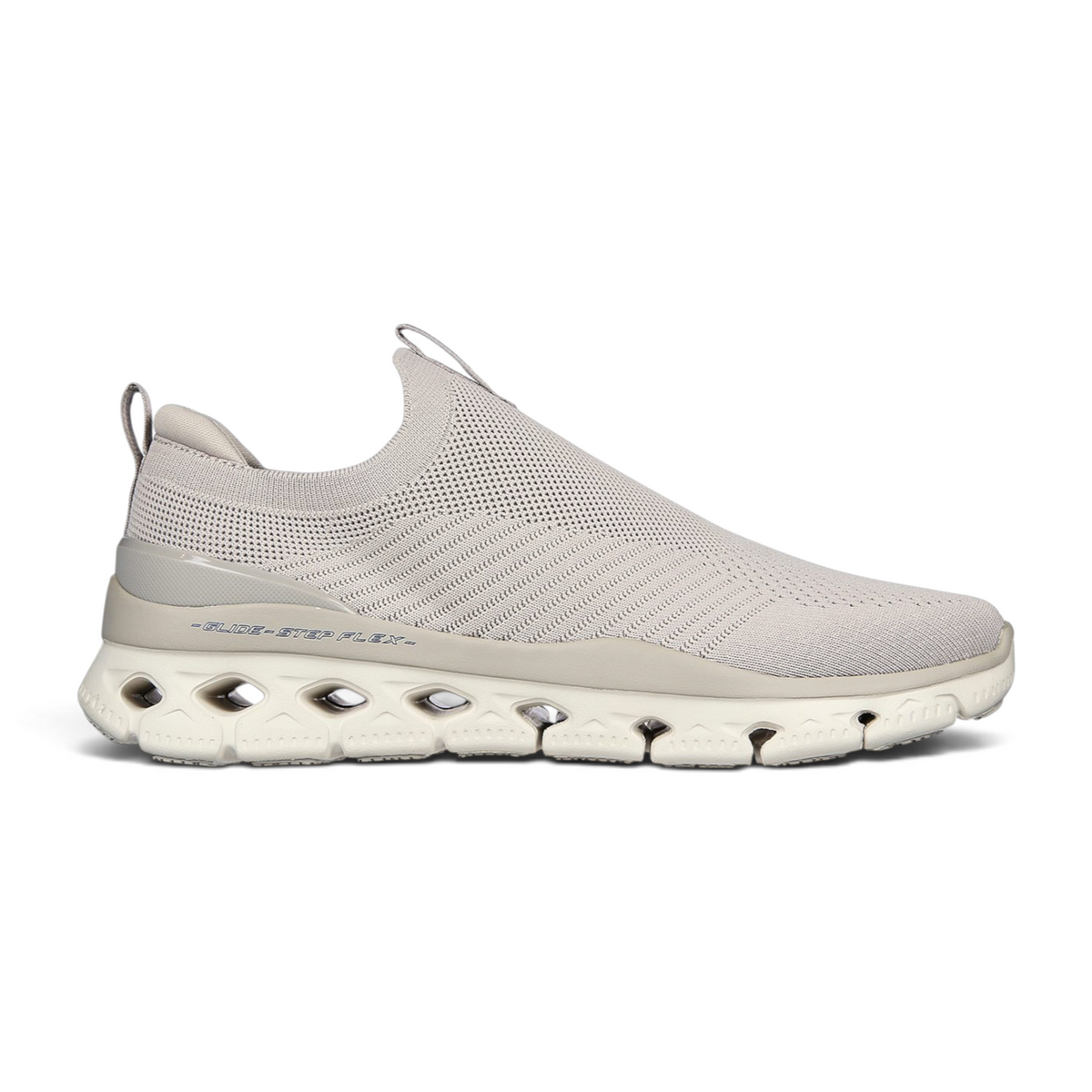 FRG GLIDE-STEP FLEX slip-on sneaker in light beige with a breathable knit upper and cushioned geometric sole