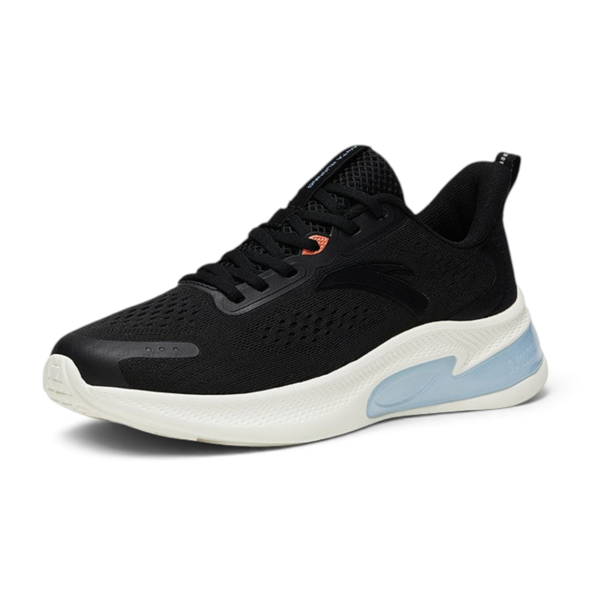 FRG ANTA A-JELLY black running shoes with breathable mesh upper, TPU overlays, and cushioned white midsole