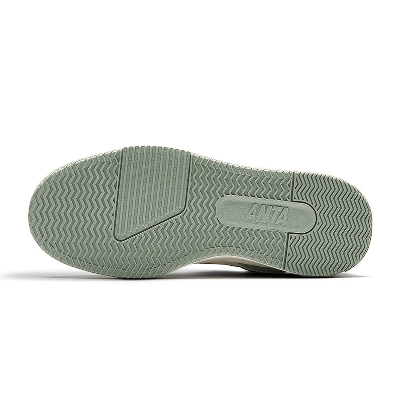 FRG X-GAME SHOES featuring a sage green rubber outsole with a herringbone traction pattern and embossed logo