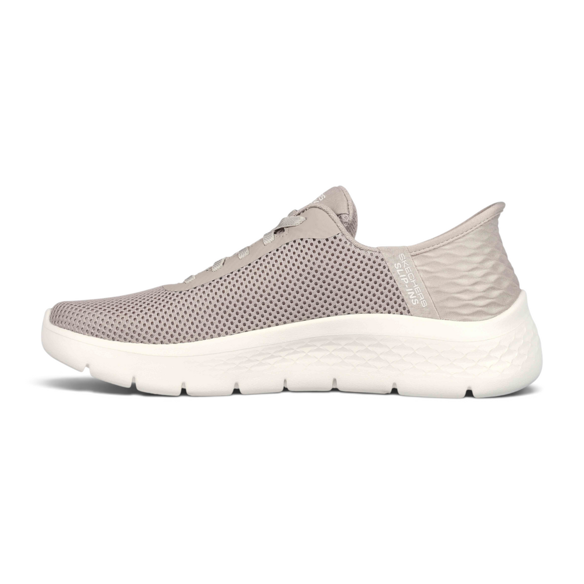 FRG Skechers GO WALK FLEX - GRAND ENTRY taupe mesh slip-on walking shoe with white cushioned sole