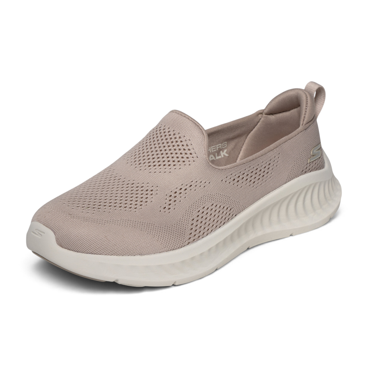 FRG GO WALK NOW ELIANA slip-on walking shoe in beige breathable mesh with a cushioned white sole