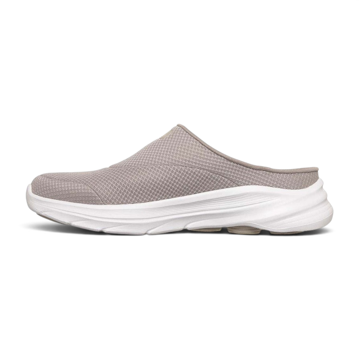 FRG Skechers GO WALK 8 Jackie taupe vegan open-back athletic mesh slip-on shoe with white cushioned midsole