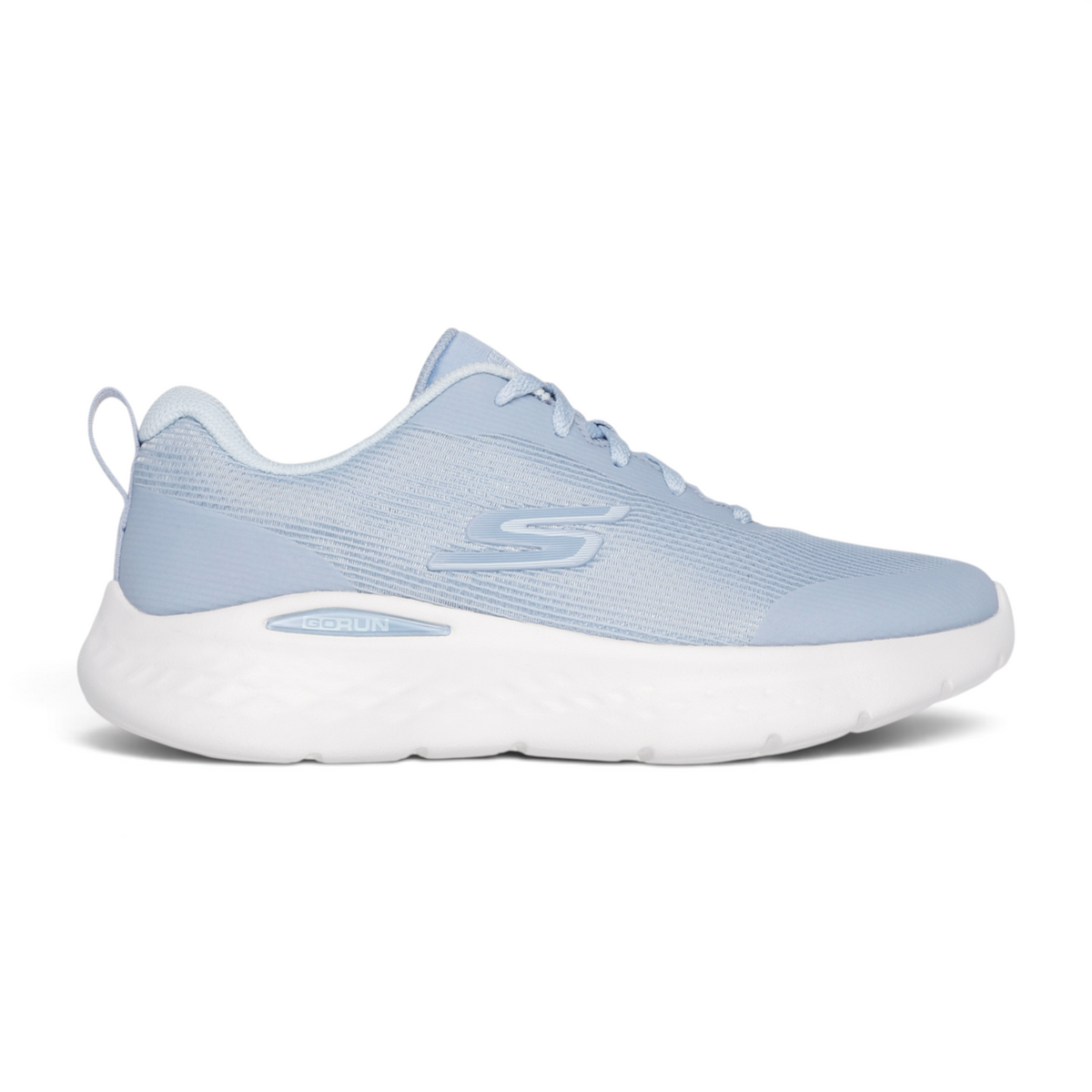FRG GO RUN LITE light blue lightweight running shoe with a thick white cushioned sole and side logo detail