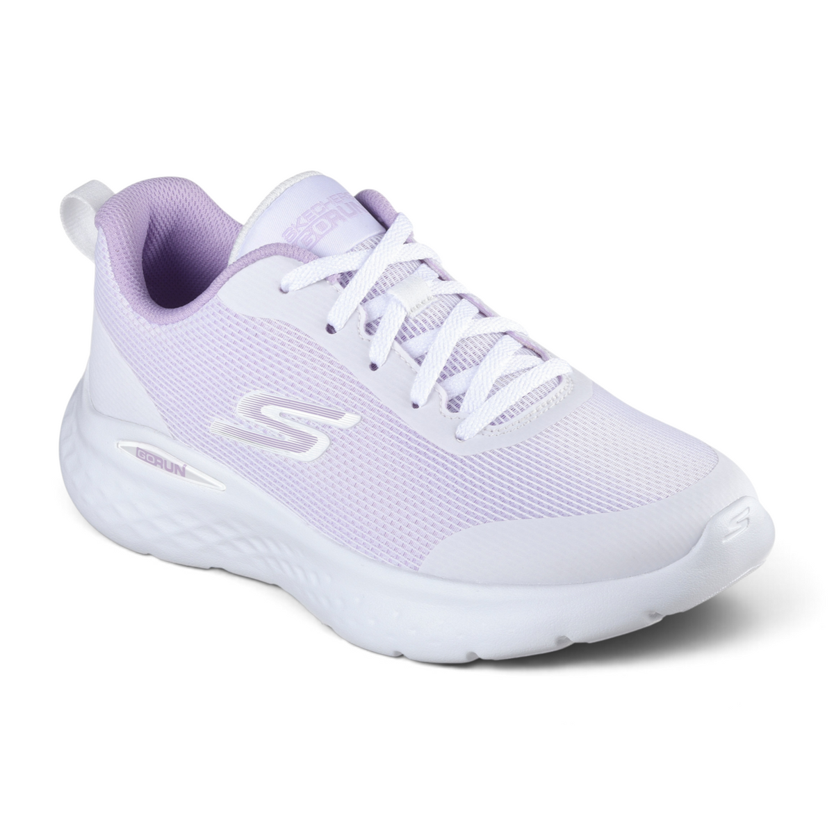 FRG GO RUN LITE lightweight running shoe in lavender and white mesh with a cushioned white sole