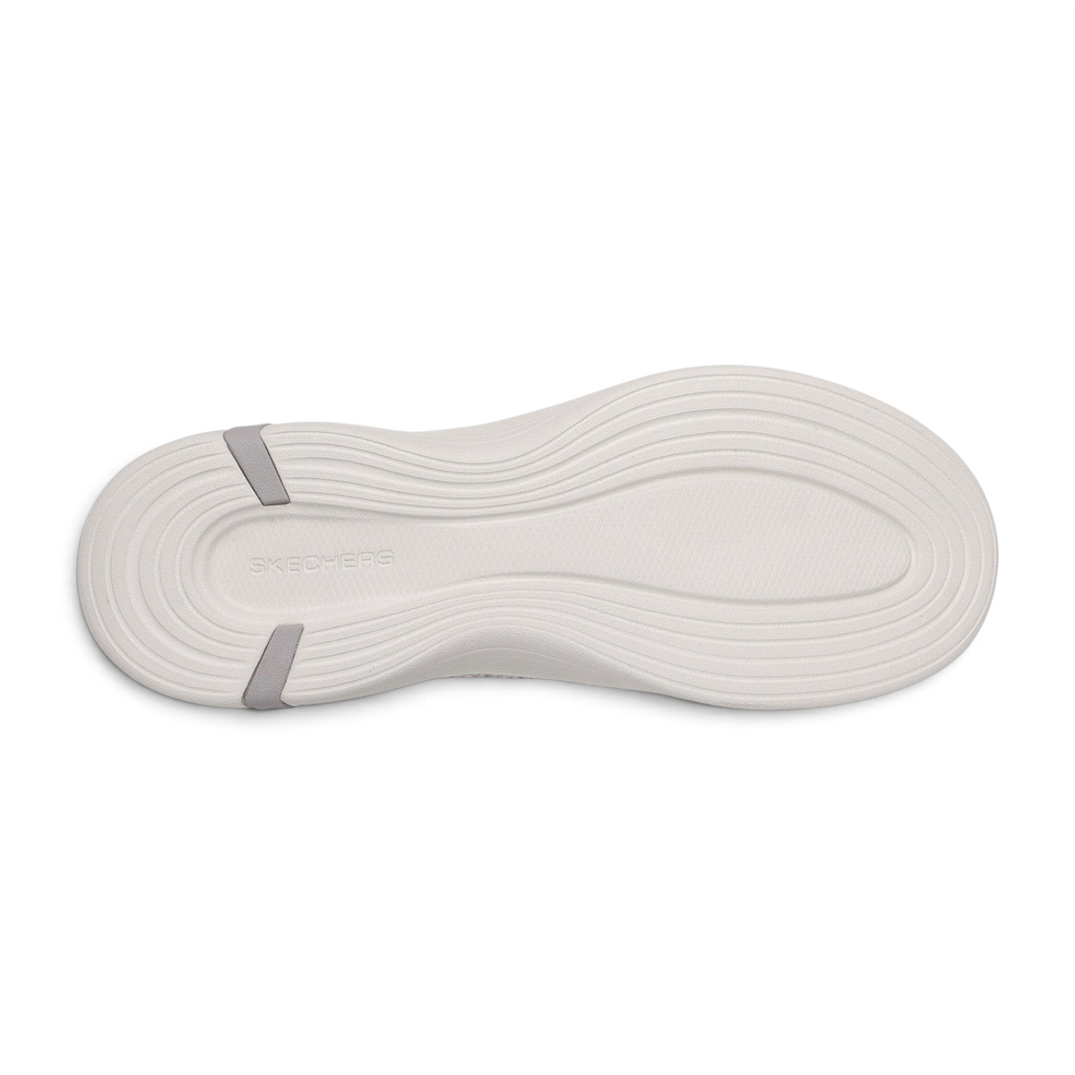 FRG Skechers ON-THE-GO Swift taupe slip-on shoe showing the lightweight white ULTRA GO cushioned outsole