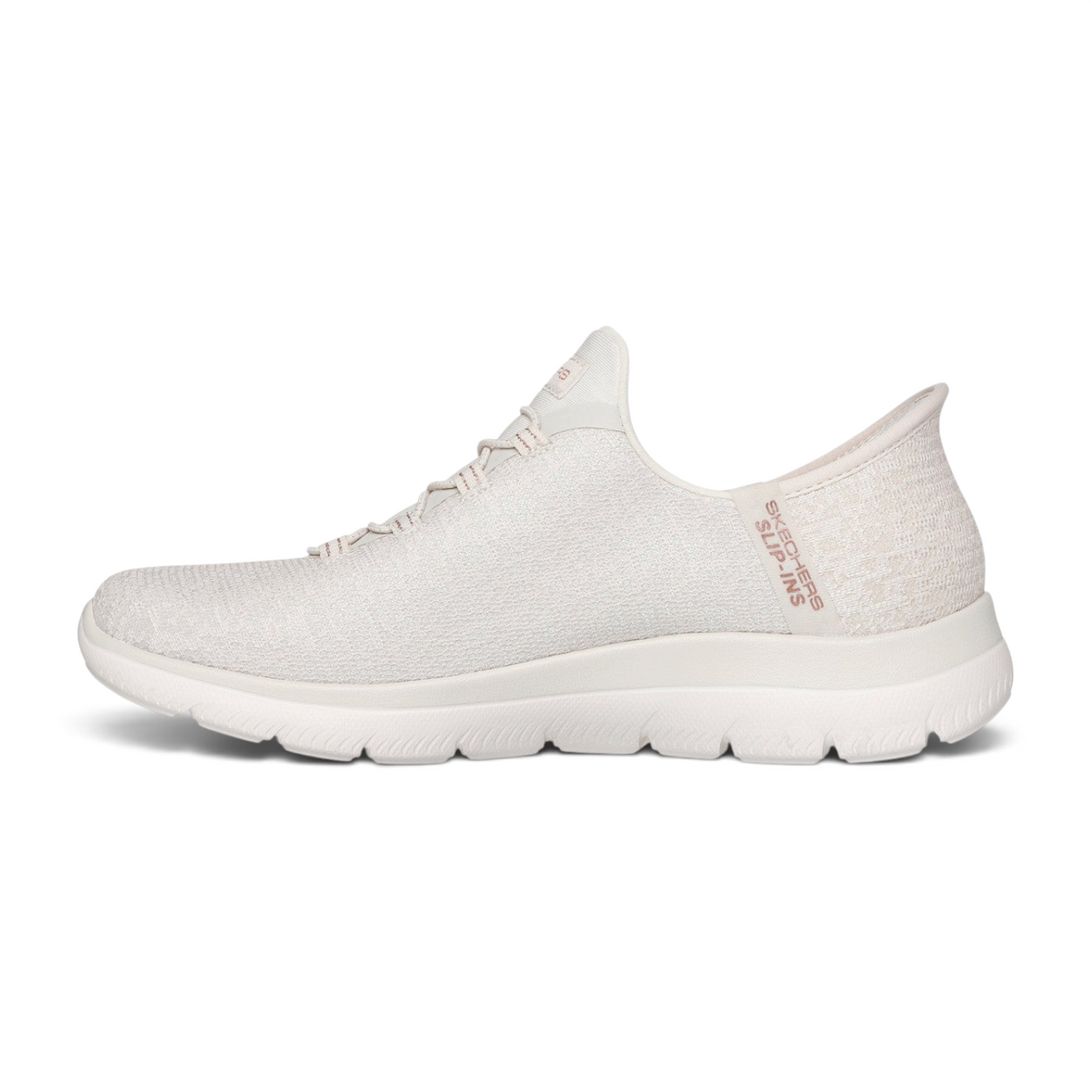 FRG Skechers Summits Natural slip-on sneaker with iridescent mesh upper and cushioned white sole