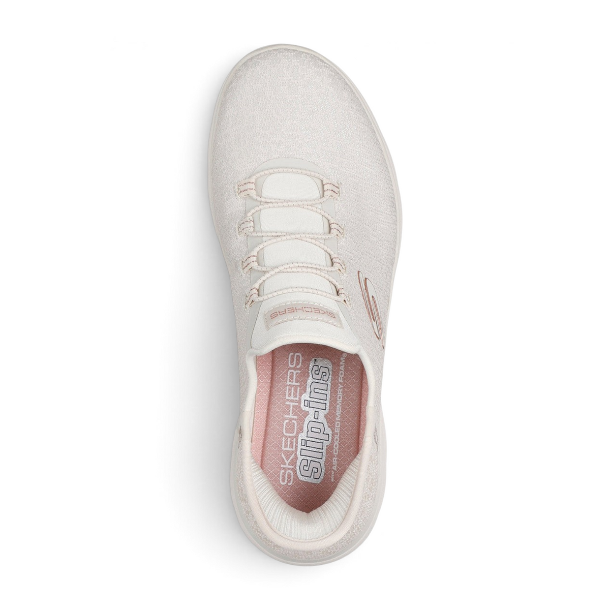 FRG Skechers Summits slip-on sneaker in shimmering iridescent mesh with cushioned Air-Cooled Memory Foam insole