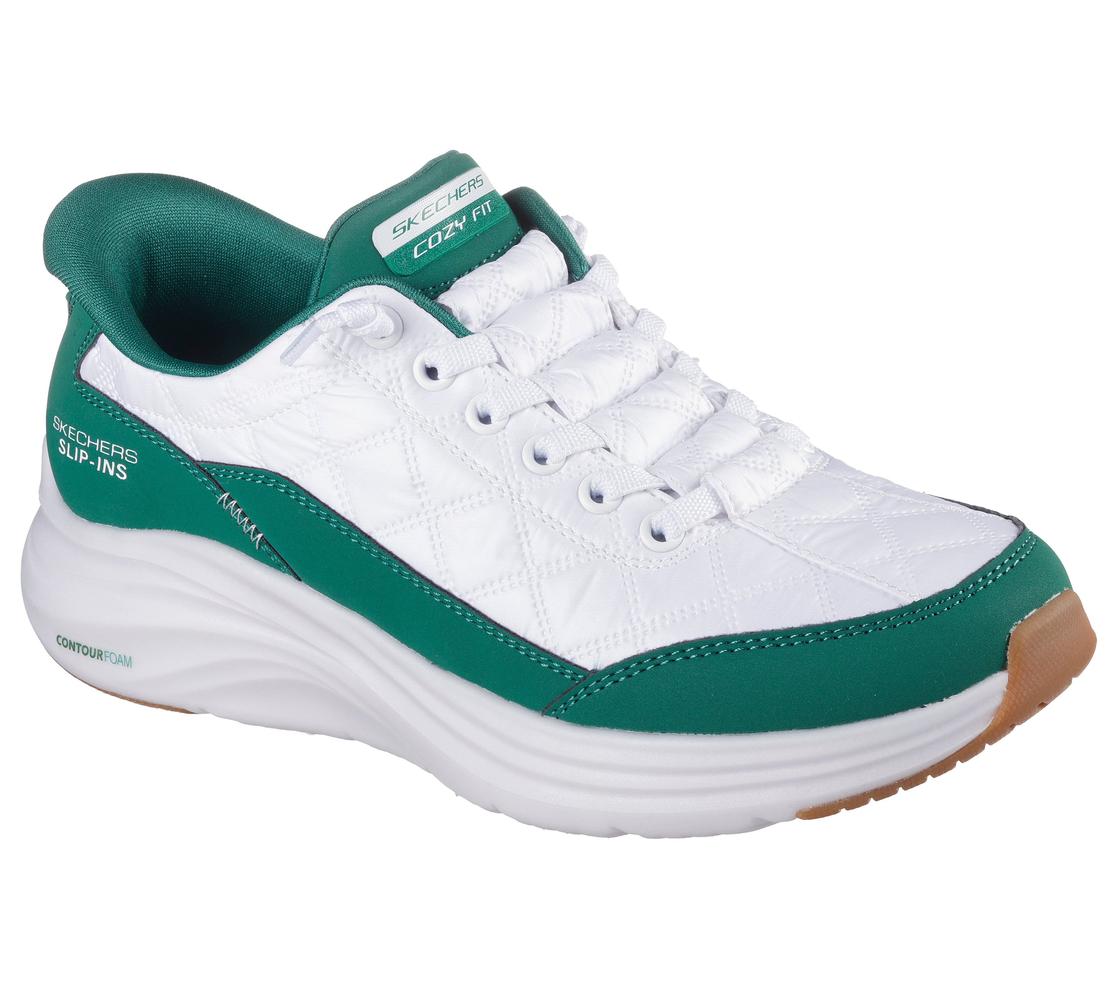 Skechers Sports Cozy Fit Slip-Ins Sneakers - White Green