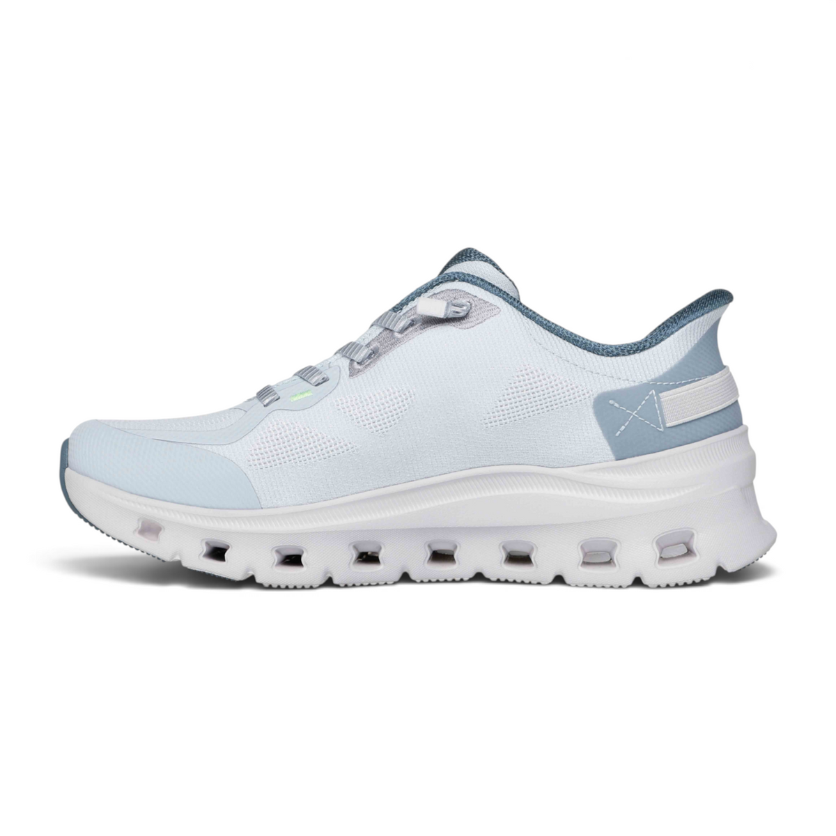 FRG GLIDE-STEP PRO PURE MOTION light blue athletic running shoe with a thick white cushioned sole and mesh upper