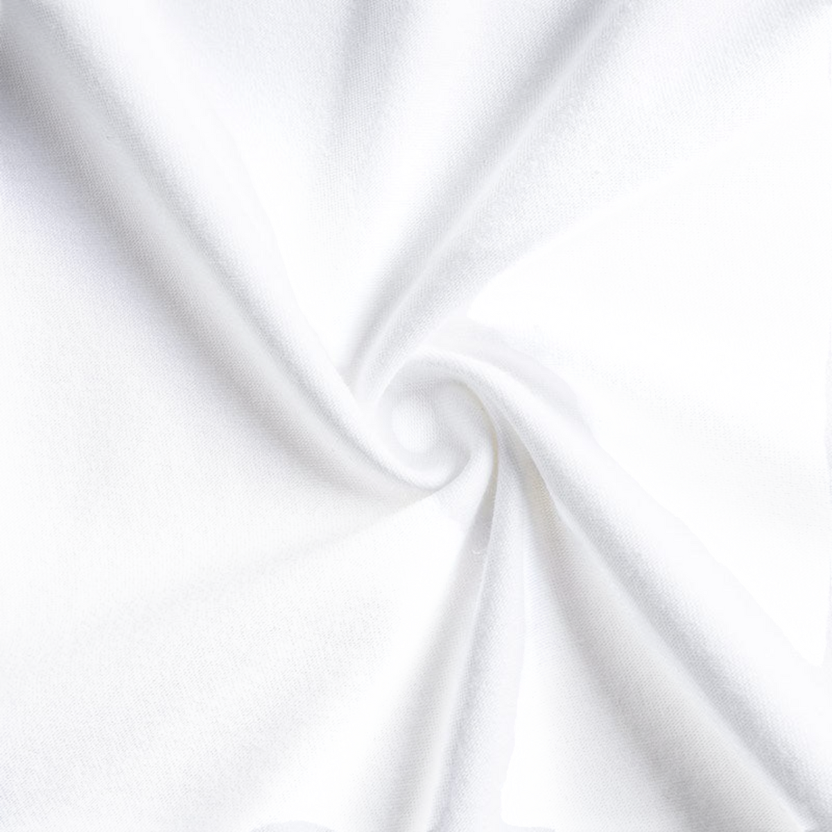 FRG white cotton short sleeve t-shirt fabric with a soft, swirled texture