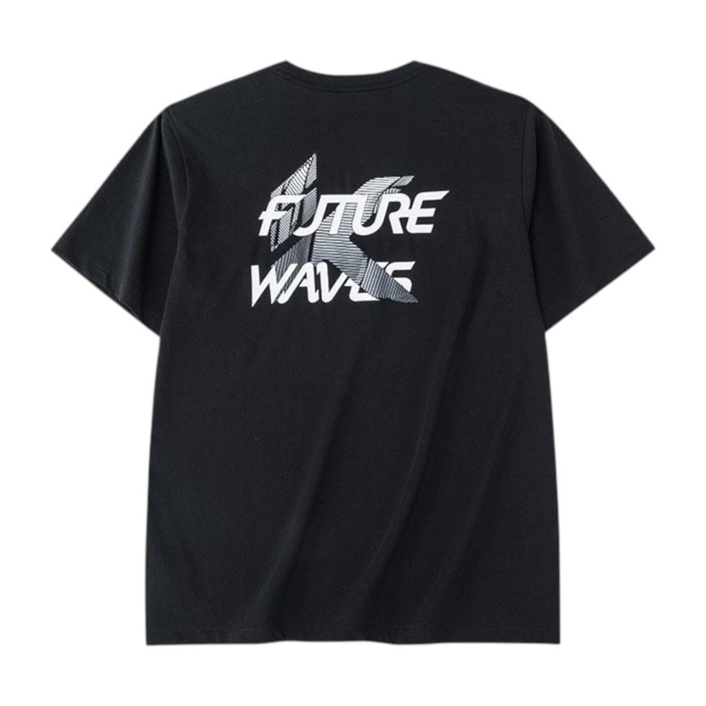 FRG black short sleeve t-shirt featuring a white Future Waves graphic print on the back