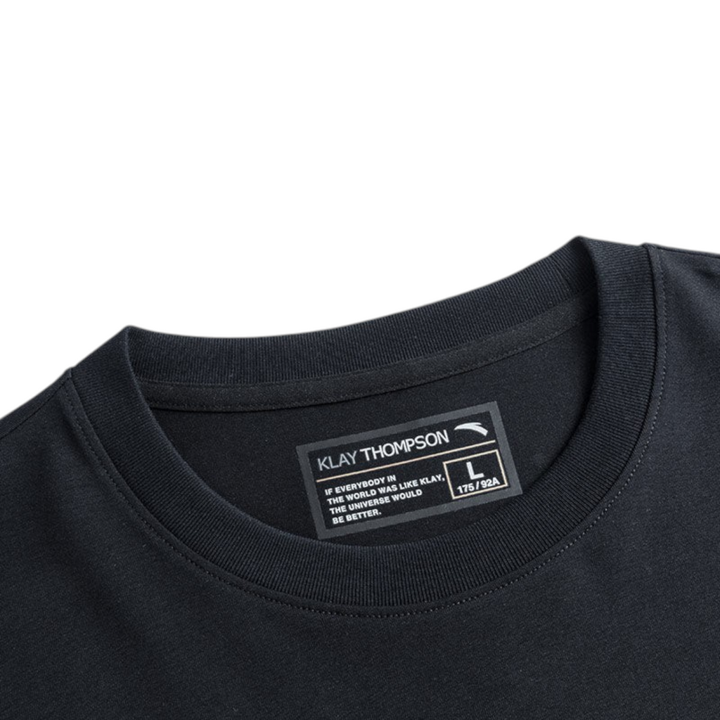 FRG black short sleeve t-shirt featuring a Klay Thompson graphic neck label with inspirational quote