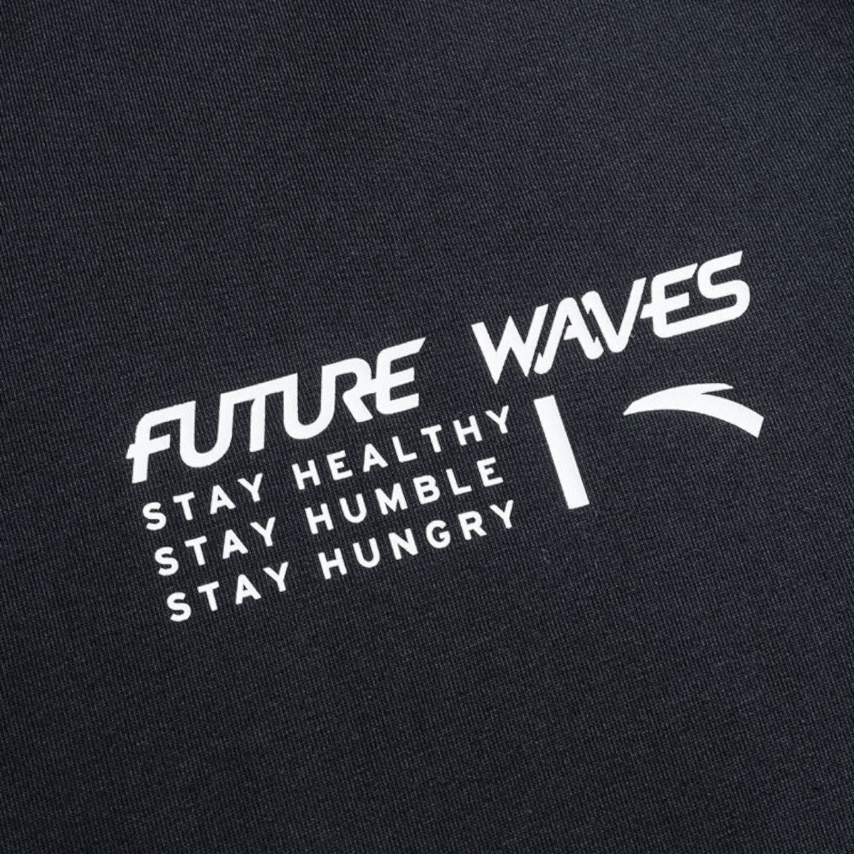 FRG SS TEE black t-shirt featuring white Future Waves Stay Healthy Stay Humble Stay Hungry graphic print