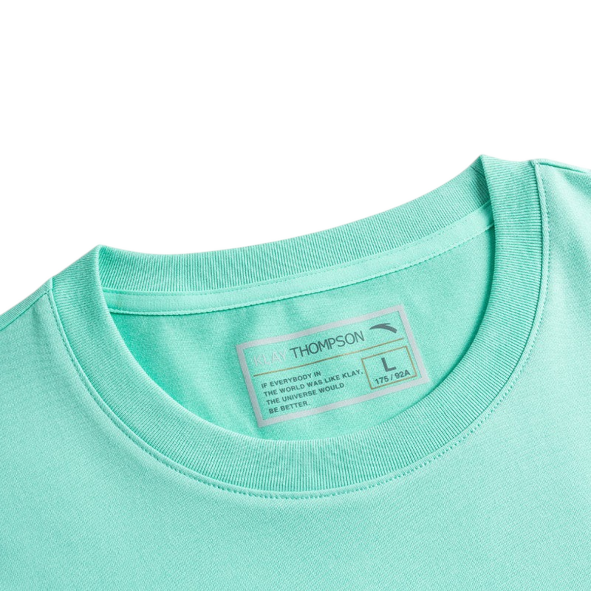FRG mint green short sleeve t-shirt with Klay Thompson graphic neck label detail