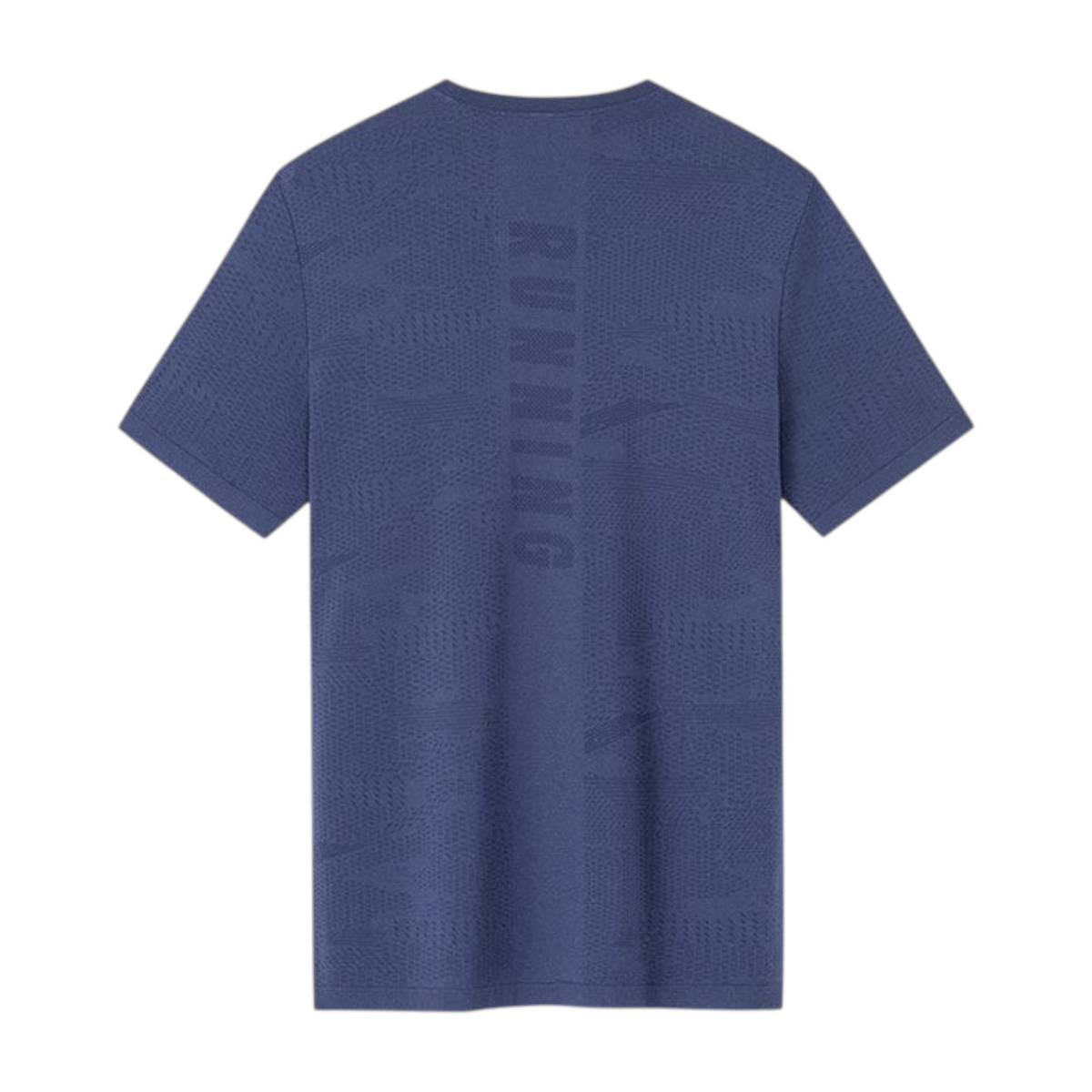 FRG ANTA blue heather grey seamless running t-shirt with short sleeves and textured pattern back view