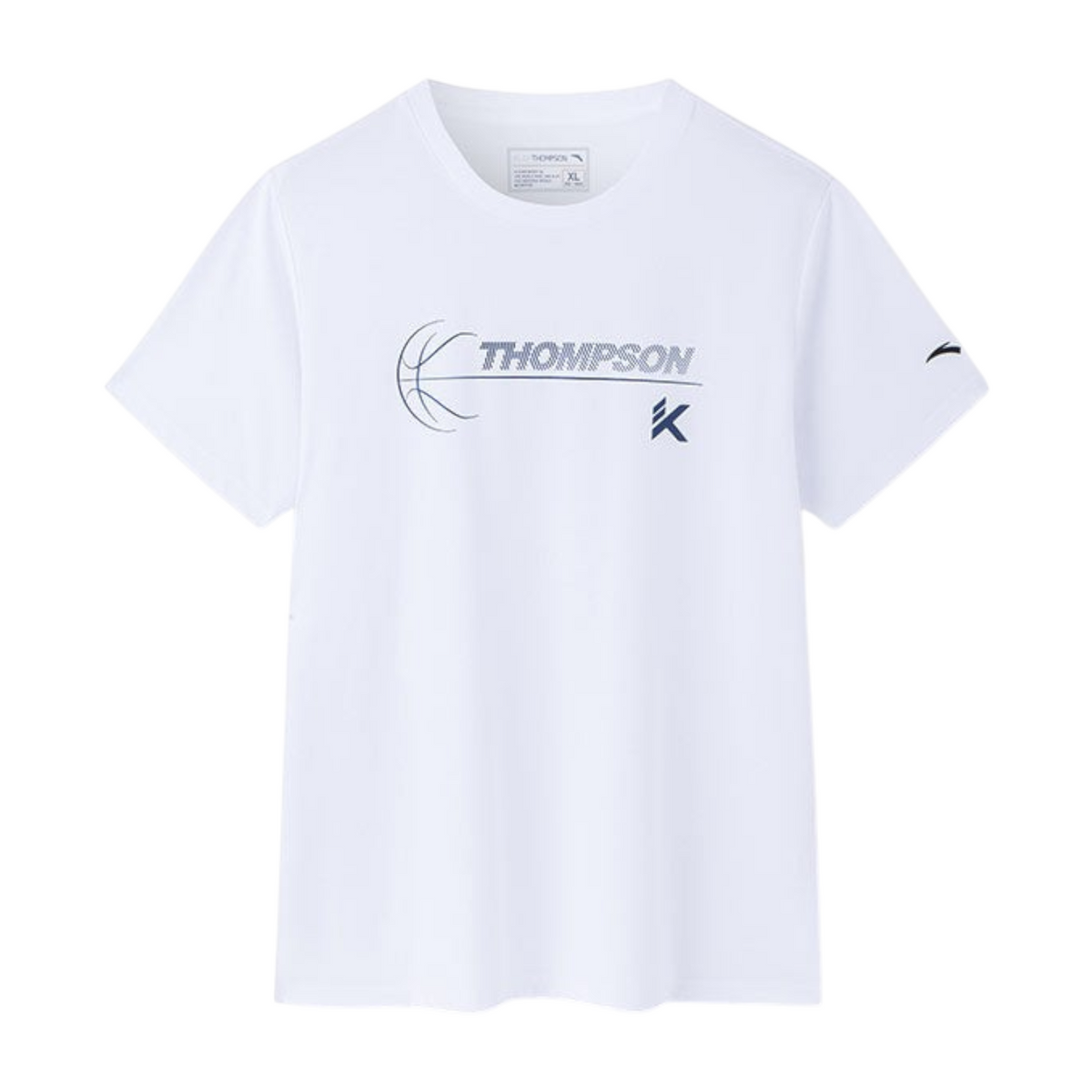 FRG ANTA white basketball short sleeve t-shirt with Thompson graphic print and breathable cotton blend fabric