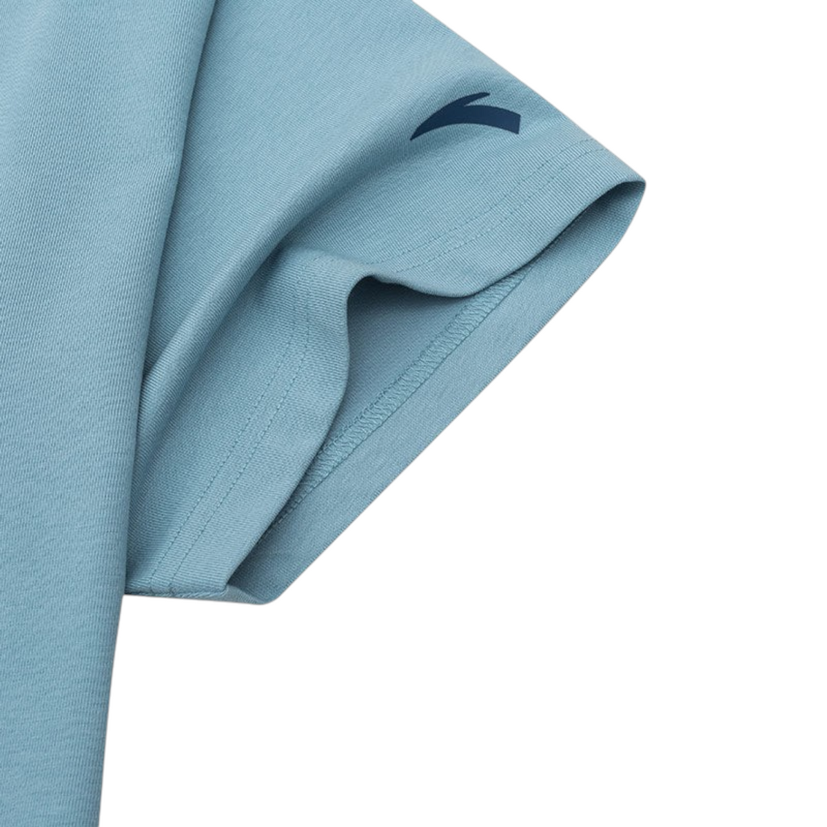 FRG ANTA blue basketball short sleeve t-shirt sleeve detail with logo