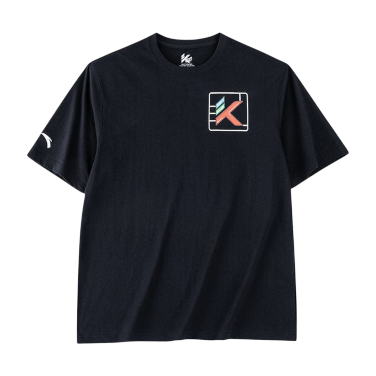 FRG ANTA Doll black short sleeve cotton t-shirt with a graphic chest logo and crew neck design.