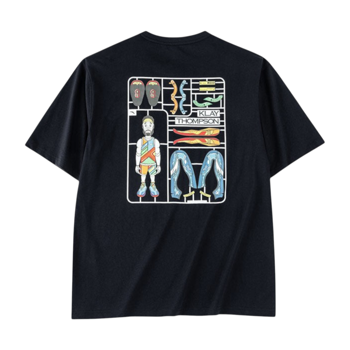 FRG ANTA Doll black cotton short sleeve t-shirt with Klay Thompson action figure model kit graphic on the back