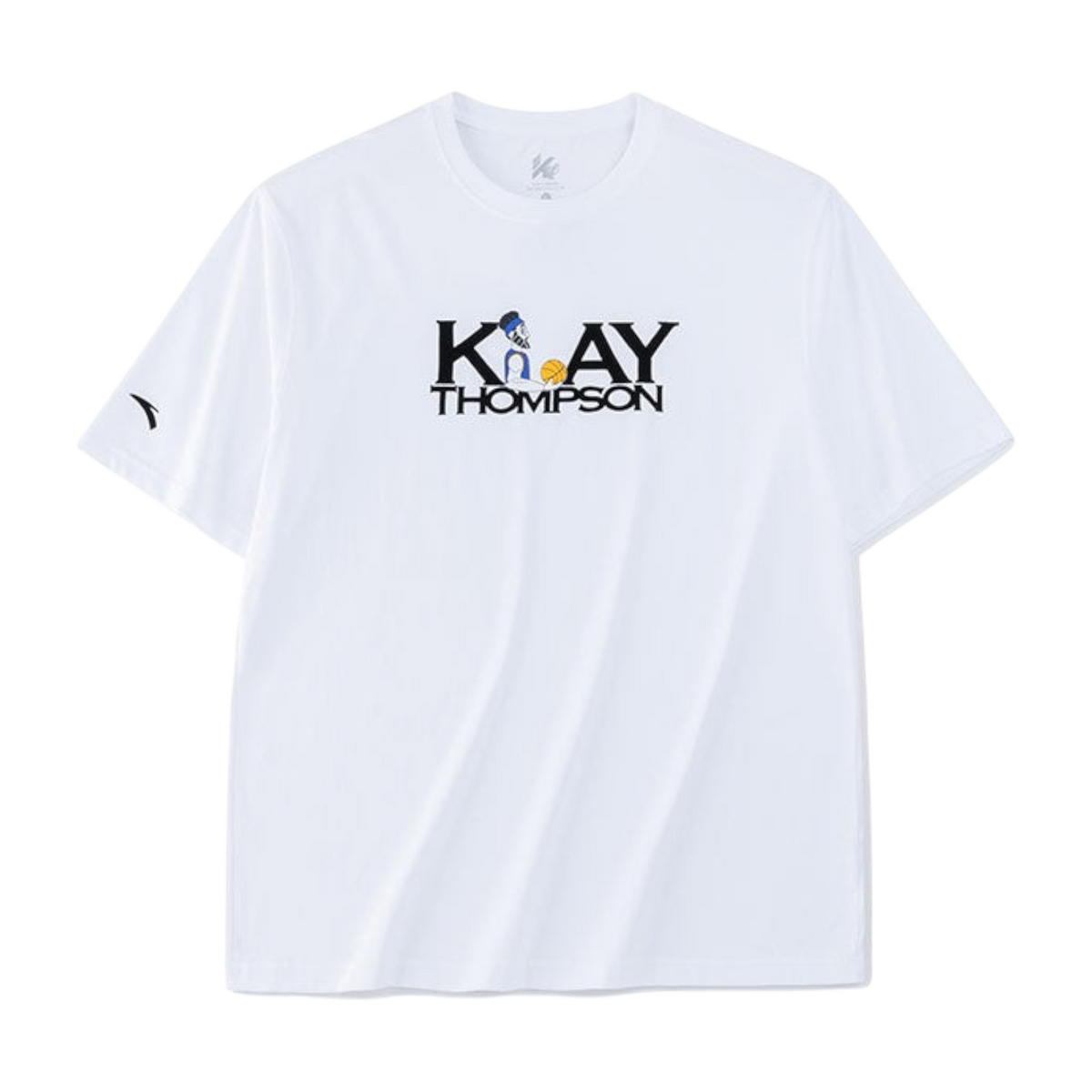FRG ANTA Doll white cotton short sleeve t-shirt with Klay Thompson basketball graphic print and crew neck