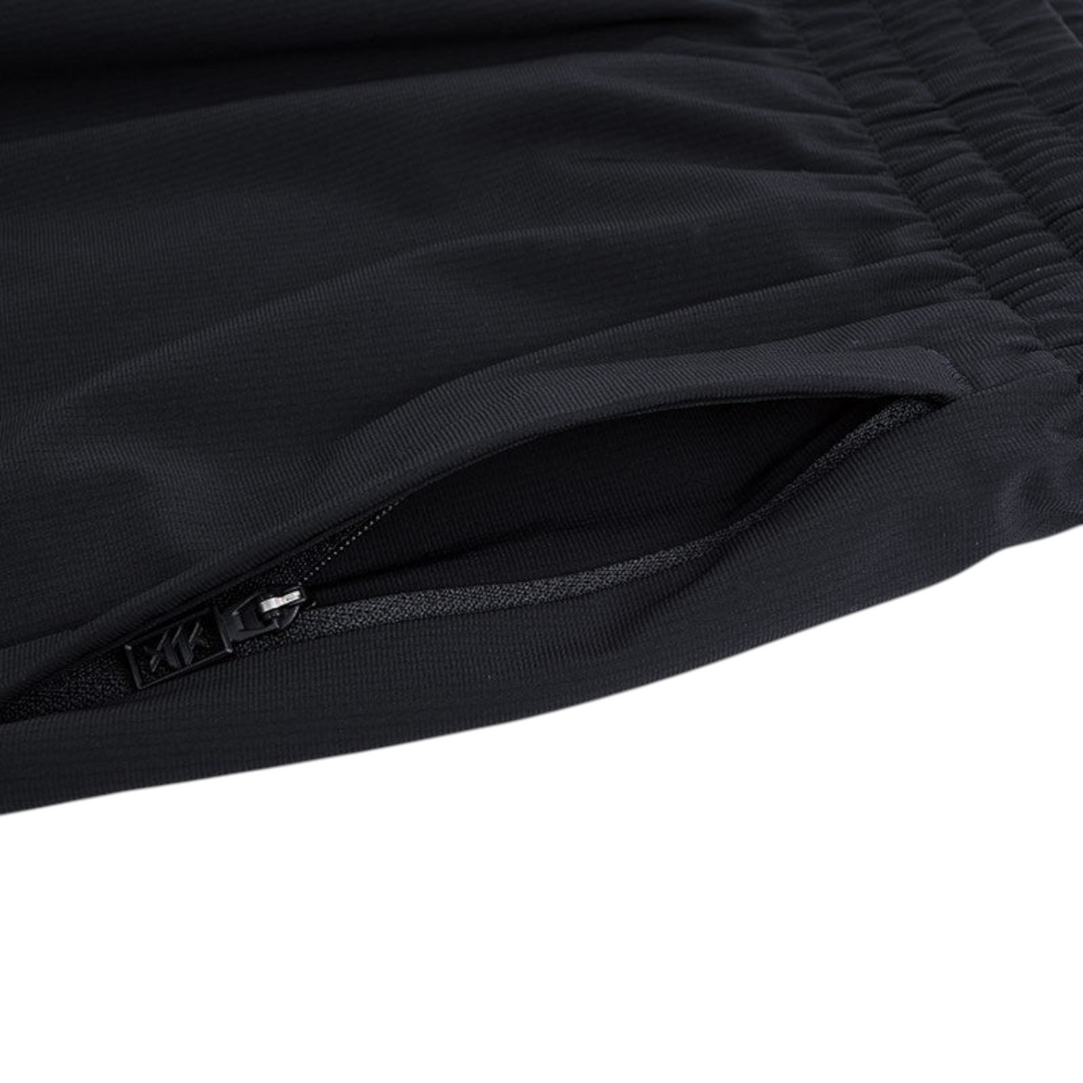 FRG ANTA Splash Express black knit track pants featuring a secure zippered pocket and elasticated waistband
