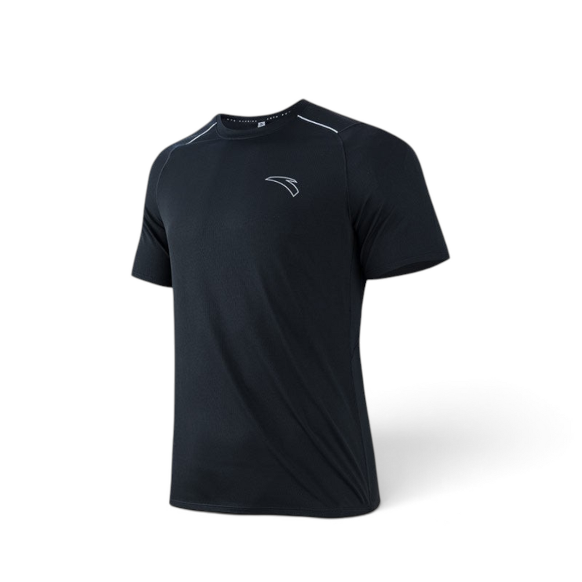 FRG ANTA black lightweight knit running t-shirt with A-COOL heat-wicking technology and reflective shoulder piping