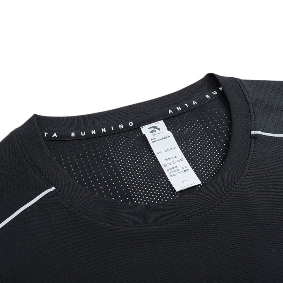 FRG ANTA black lightweight knit running t-shirt with A-COOL heat-wicking mesh zones and reflective detailing