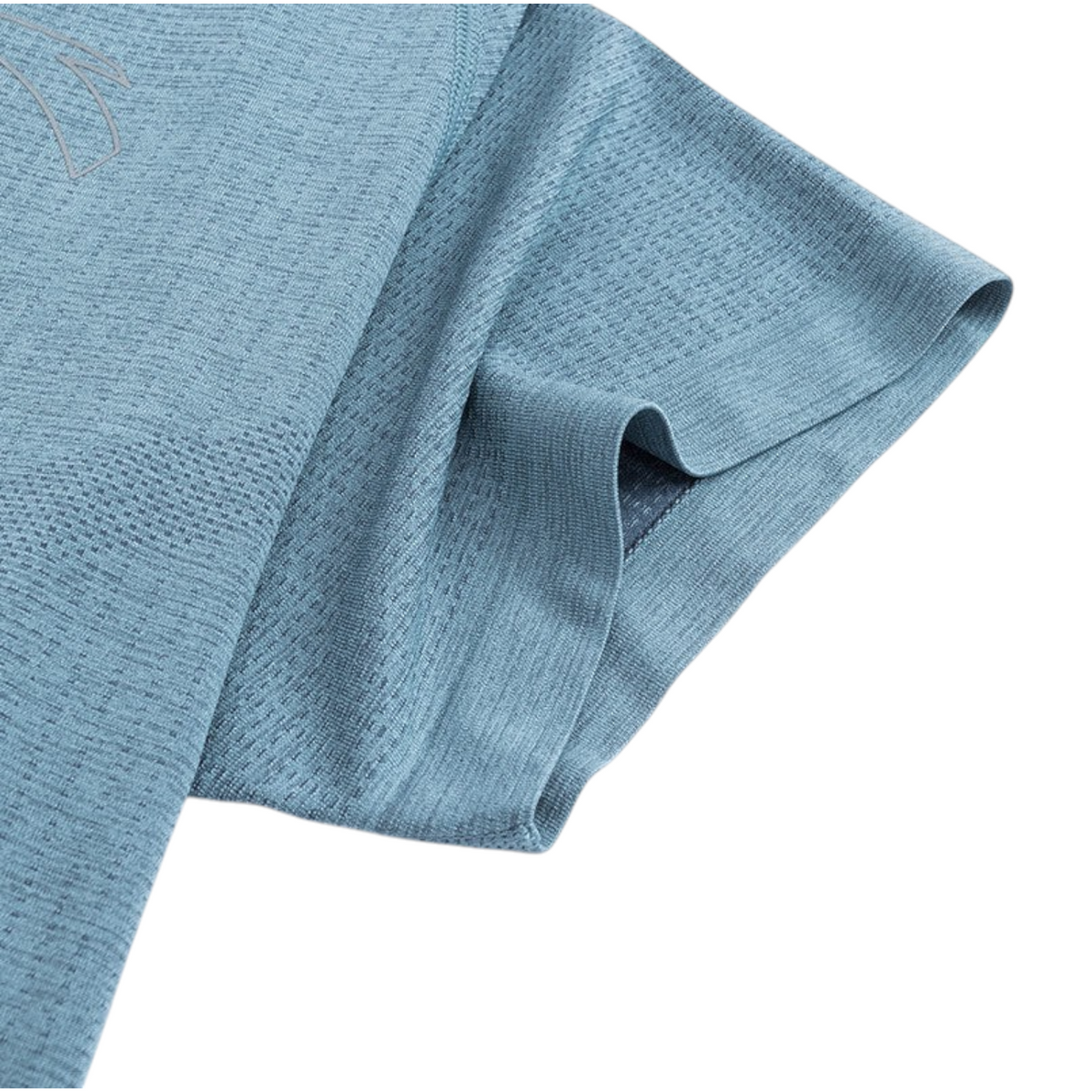 FRG ANTA heather blue short sleeve running t-shirt with breathable moisture-wicking fabric and textured finish