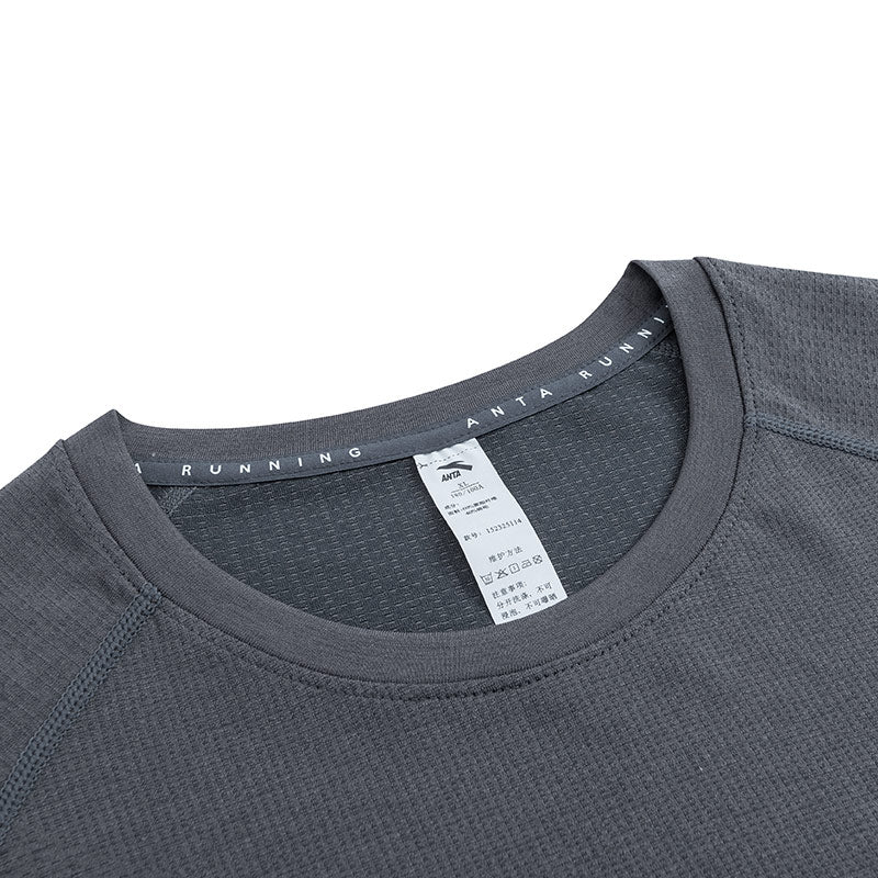 ANTA A-Chill Touch Running Short Sleeve T-Shirt Heather Grey