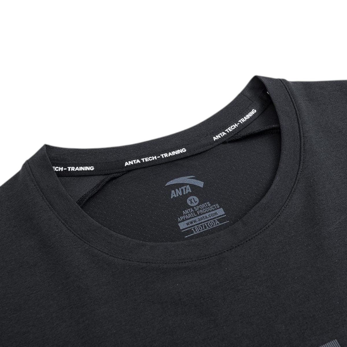 FRG ANTA black cross training t-shirt featuring A-Soft Flex and A-Cool technology with interior branding details