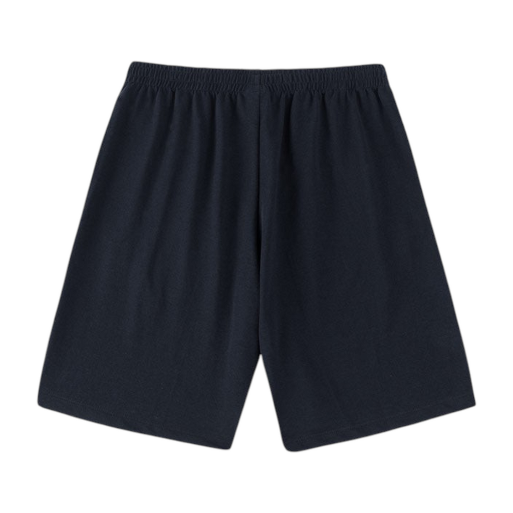 FRG knit half pants in solid black with an elasticated waistband, perfect for casual loungewear.
