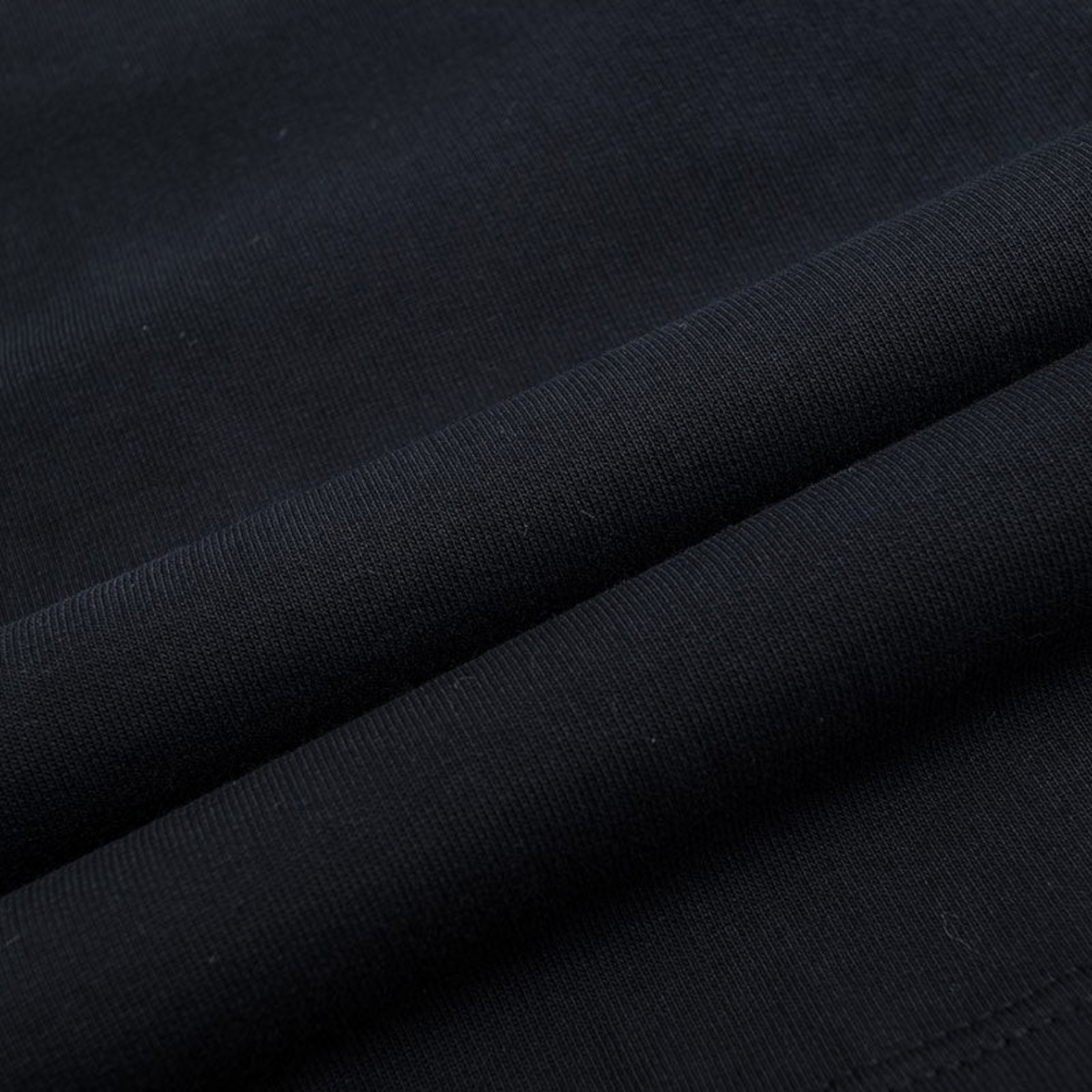 Close-up of black knit fabric texture from FRG knit half pants showing soft cotton blend material