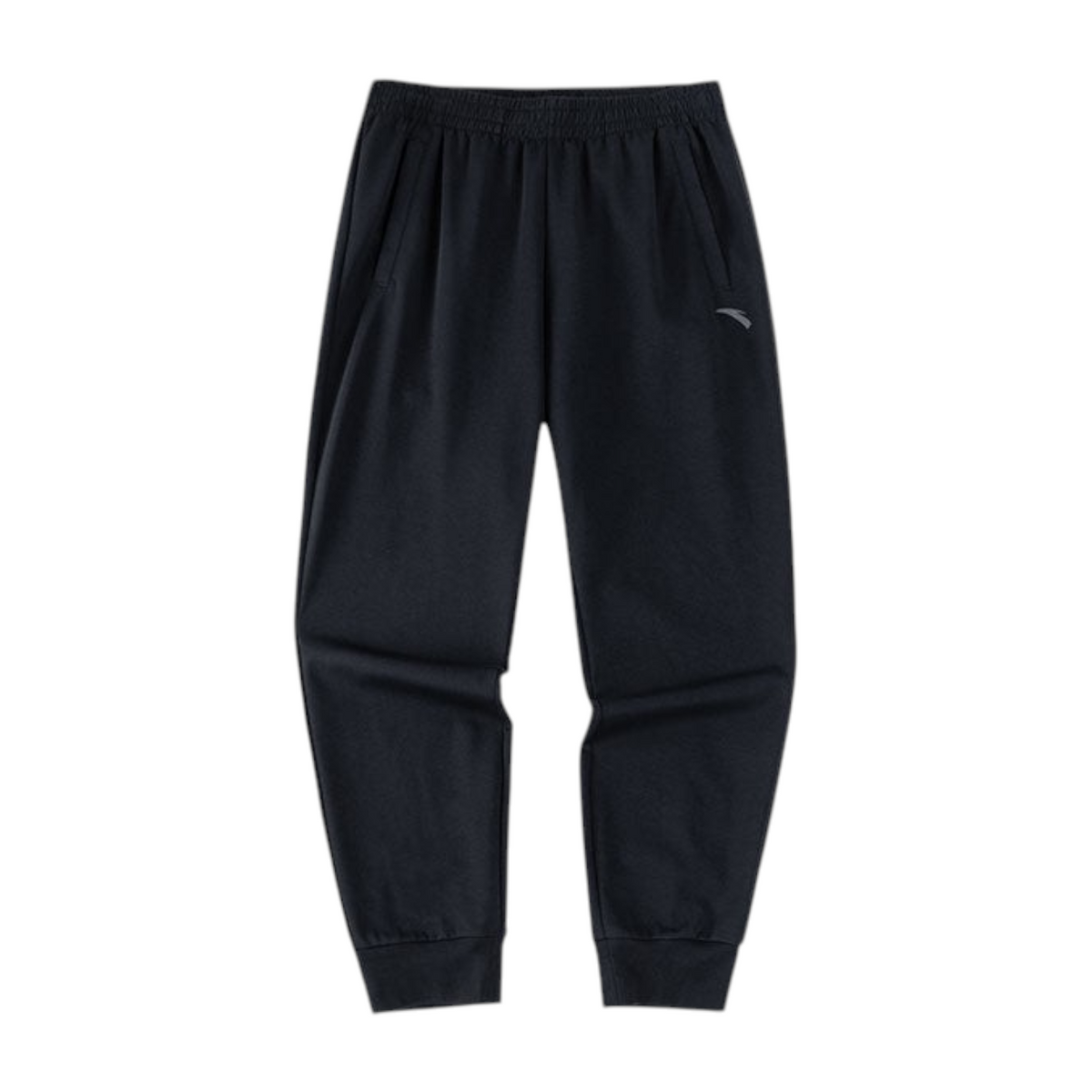 FRG ANTA Sorona black knit track pants with elasticated cuffs and comfortable cotton-polyester blend fabric.