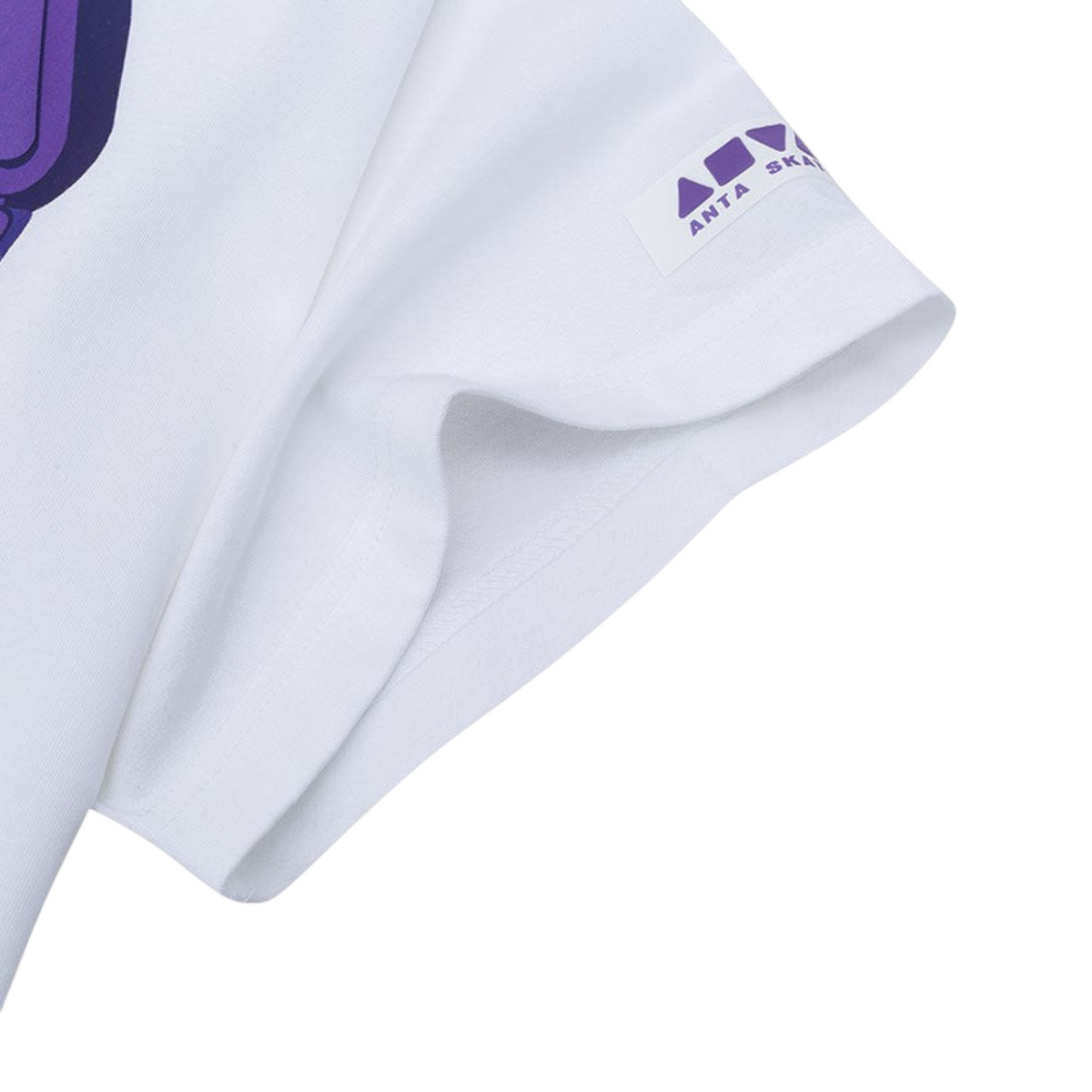 FRG ANTA A-Chill Touch snow white cotton t-shirt sleeve detail with logo patch