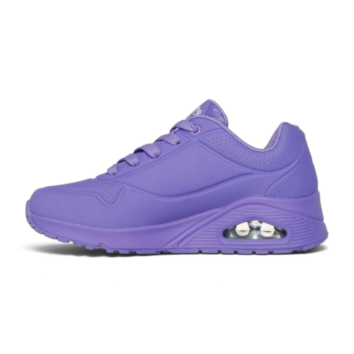 FRG Skechers Street Uno Spread the Love purple wedge sneaker with heart prints and cushioned air-cushion heel
