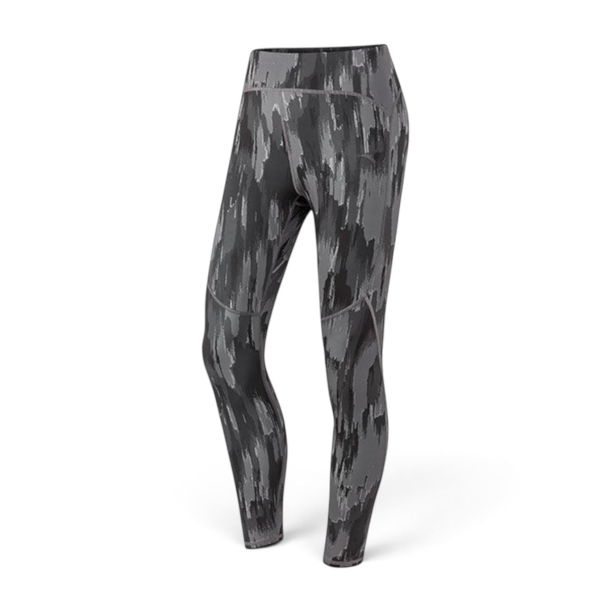 FRG ANTA A-Cool grey patterned running tight ankle pants in a breathable polyester-spandex blend.